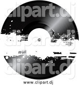 Vector Clipart of a Black Vinyl Record with White Grunge by Elaineitalia