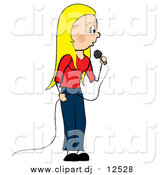 Vector Clipart of a Blond White Female Singer Standing by Pams Clipart