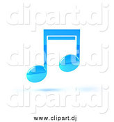 Vector Clipart of a Blue 3d Music Note and Shadow by