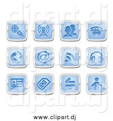 Vector Clipart of a Blue and Silver Square Communication Icons by AtStockIllustration
