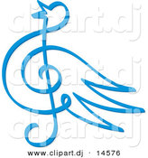 Vector Clipart of a Blue Bird Music Note Symbol by Any Vector