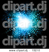 May 1st, 2016: Vector Clipart of a Blue Music Notes and Stars Burst Background on Black by KJ Pargeter