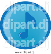 Vector Clipart of a Blue Round Music Note Icon by Rosie Piter