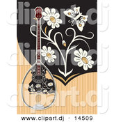 Vector Clipart of a Bouzouki with Flowers and a Butterfly by Any Vector