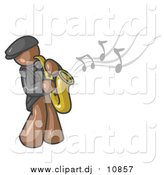 May 17th, 2016: Vector Clipart of a Brown Man Playing Jazz with a Saxophone by Leo Blanchette
