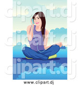 Vector Clipart of a Brunette White Woman Listening to Music on a Cloud by Mayawizard101