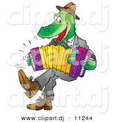 Vector Clipart of a Cartoon Alligator Playing an Accordion by Alex Bannykh