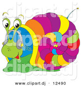 Vector Clipart of a Cartoon Colorful Snail Listening to Music with Headphones by Alex Bannykh
