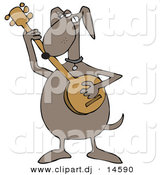 Vector Clipart of a Cartoon Dog Playing a Banjo Instrument by Djart