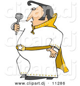 Vector Clipart of a Cartoon Elvis Impersonator Dancing and Singing with a Microphone by Djart