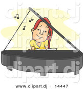 Vector Clipart of a Cartoon Girl Playing a Piano by BNP Design Studio