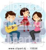 Vector Clipart of a Cartoon Happy Musical Family Playing Music Together by BNP Design Studio