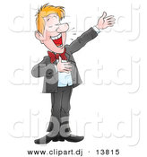 Vector Clipart of a Cartoon Man Announcing by Alex Bannykh