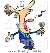 Vector Clipart of a Cartoon Man Singing Anthem by Toonaday