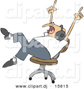 Vector Clipart of a Cartoon Man Wearing Headphones While Rocking out on a Chair by Djart