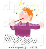 Vector Clipart of a Cartoon Music Composer Writing and Thinking by Alex Bannykh