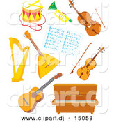 Vector Clipart of a Cartoon Musical Instruments - Digital Collage by Alex Bannykh