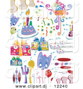 Vector Clipart of a Cartoon Party Doodles - Digital Collage by BNP Design Studio