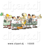 Vector Clipart of a Cartoon People Celebrating Oktoberfest - Music and Beer by Djart