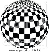 Vector Clipart of a Checkered Black and White Disco Ball by Dero