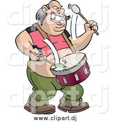 Vector Clipart of a Chubby White Male Drummer Singing and Marching by Frisko