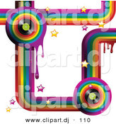 Vector Clipart of a Colorful Music Rainbow Background with Drips, Stars and Vinyl Records by Elaineitalia