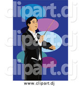 June 6th, 2015: Vector Clipart of a Conductor Man over Blue and Ovals by Mayawizard101