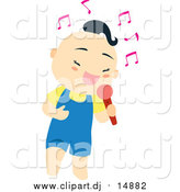 August 12nd, 2016: Vector Clipart of a Cute Asian Boy Singing into a Microphone by Cherie Reve