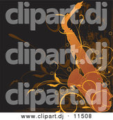 April 6th, 2016: Vector Clipart of a Distressed Saxophone Background with Orange and Brown Vines by L2studio