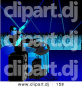 Vector Clipart of a DJ Working up Crowd of Dancers at a Party by Dero