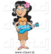 December 30th, 2013: Vector Clipart of a Female Hawaiian Woman Holding a Guitar by Visekart