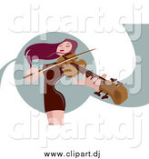 Vector Clipart of a Female Red Haired Violinist by Mayawizard101