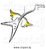 Vector Clipart of a Flying Winged Electric Guitar by TA Images