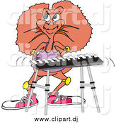 Vector Clipart of a Frill Lizard Musician Playing a Keyboard by Dennis Holmes Designs