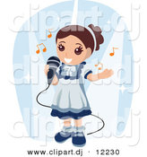Vector Clipart of a Girl Singing into a Microphone - Cartoon Styled Design by BNP Design Studio