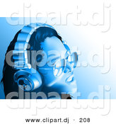 Vector Clipart of a Girl Wearing Headphones and Sunglasses - Blue Toned Version by Dero