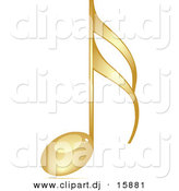 Vector Clipart of a Gold 3d Music Note by Andrei Marincas