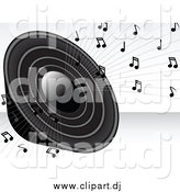 January 8th, 2015: Vector Clipart of a Grayscale Loud Radio Speaker Blaring Loud Music with Notes by Elaineitalia