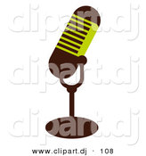 Vector Clipart of a Green and Brown Mic by OnFocusMedia