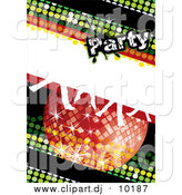 December 30th, 2015: Vector Clipart of a Green Disco Party Background with a Sparkly Ball and Dancing Feet by MilsiArt