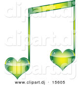 Vector Clipart of a Green Love Heart Music Note by Andrei Marincas