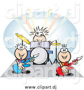 Vector Clipart of a Group of Musicians Playing the Drums and Guitars at a Rock Concert by David Rey