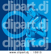 Vector Clipart of a Guitarist Strumming in Blue by Any Vector