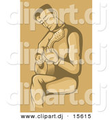 Vector Clipart of a Guitarist Strumming in Brown by Any Vector