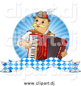 Vector Clipart of a Happy Oktoberfest Man Playing an Accordion over Rays by Pushkin