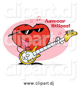 Vector Clipart of a Heart Character with Music Notes, Singing and Playing a Guitar by Hit Toon