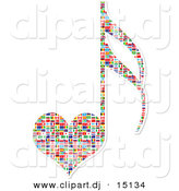 Vector Clipart of a Heart Shaped Love Music Note with National Flags by Andrei Marincas