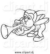 April 30th, 2015: Vector Clipart of a Lineart Bug Playing a Trumpet by Dero