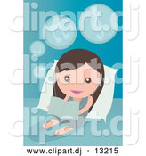 Vector Clipart of a Little Girl Listening to Music and Reading in Bed by Mayawizard101