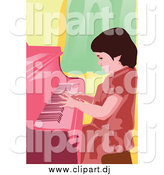Vector Clipart of a Little Girl Pianist Entertaining by Mayawizard101